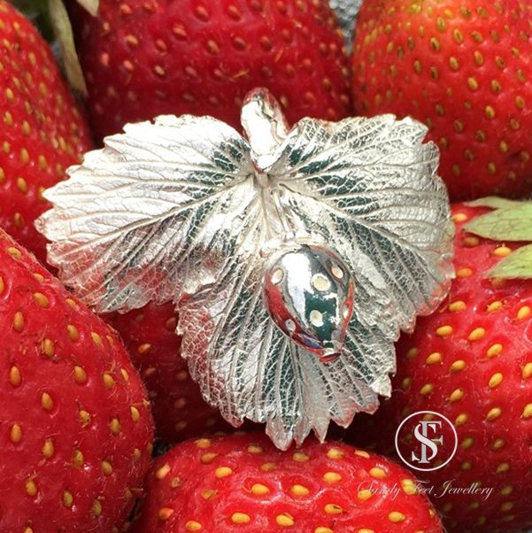 Strawberry Leaf with Strawberry Pendant