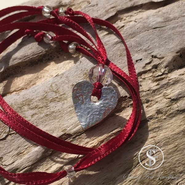 Ribbon Heart Charm Necklace